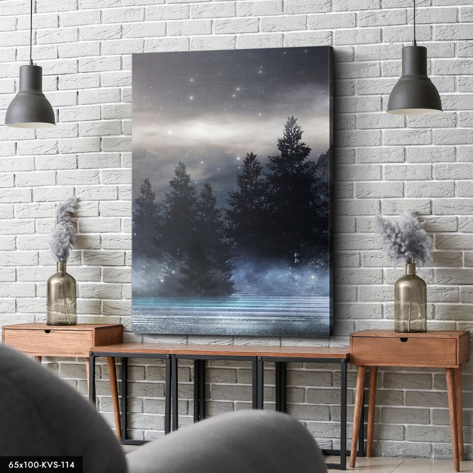 Yıldızlı Gece Kanvas - Canvas Tablo 40 x 30 CM - Çok Renkli