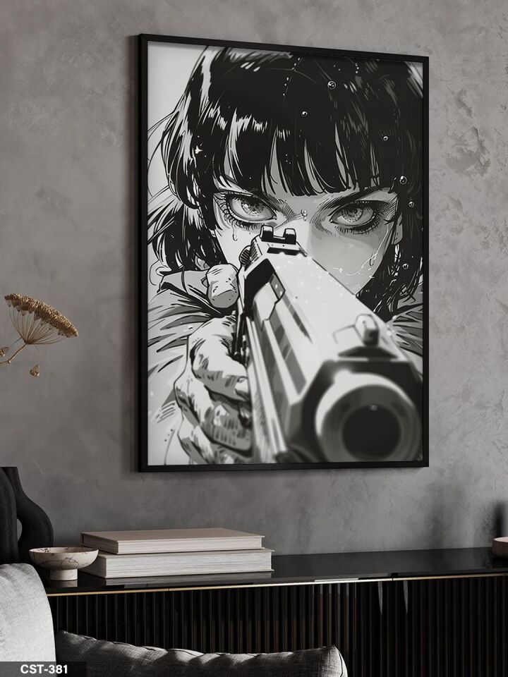 Hedef Tek Parça Ahşap Çerçeveli Tablo Siyah - 40 x 60 CM