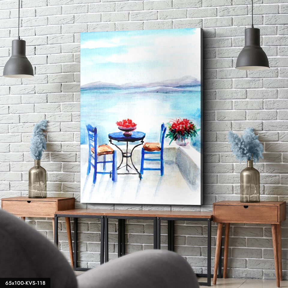 Deniz Kenarı Manzara Kanvas - Canvas Tablo 40 x 30 CM - Çok Renkli