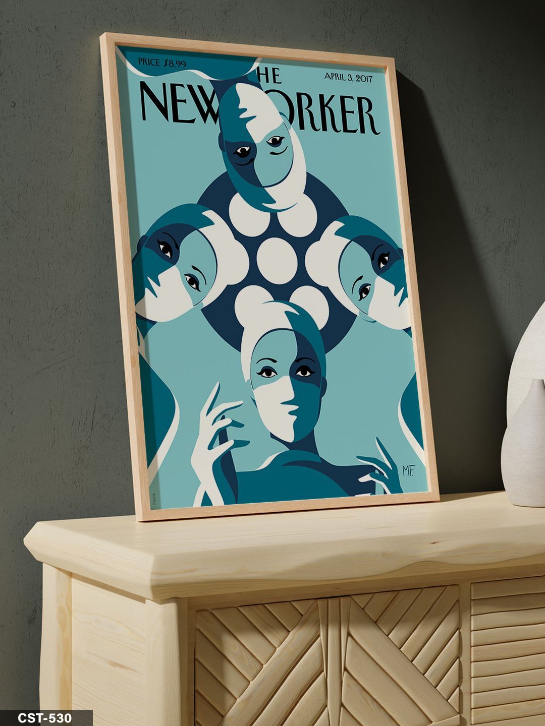 The New Yorker Poster Tek Parça Ahşap Çerçeveli Tablo