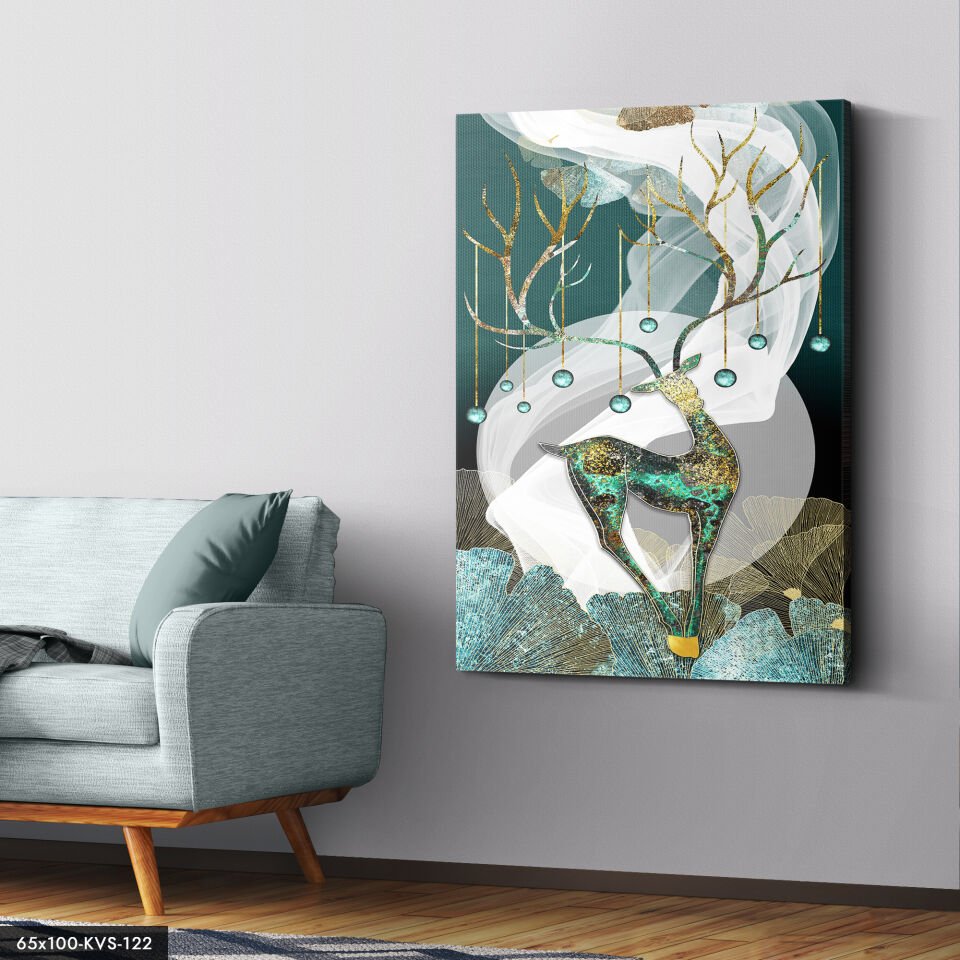 Renkli Geyik Kanvas - Canvas Tablo 40 x 30 CM - Çok Renkli