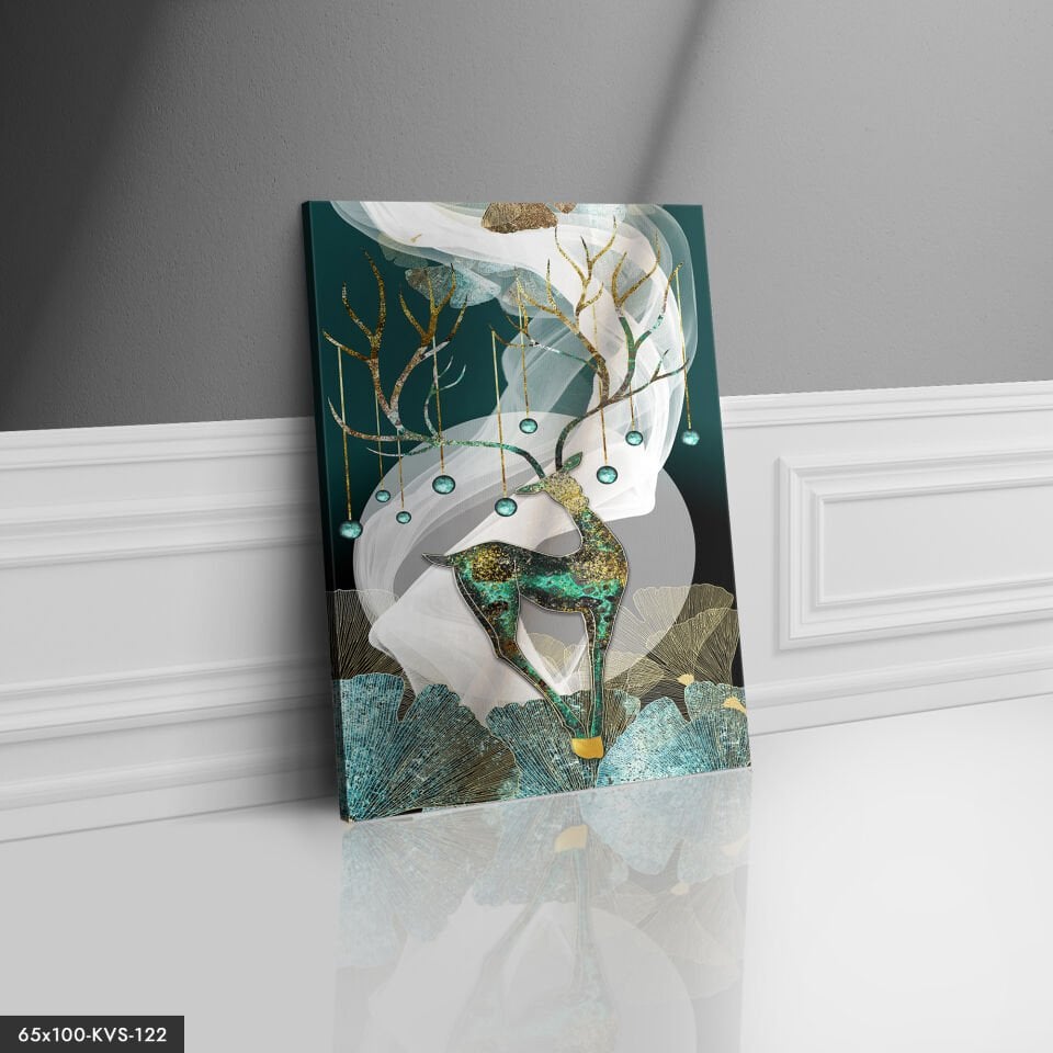 Renkli Geyik Kanvas - Canvas Tablo 40 x 30 CM - Çok Renkli