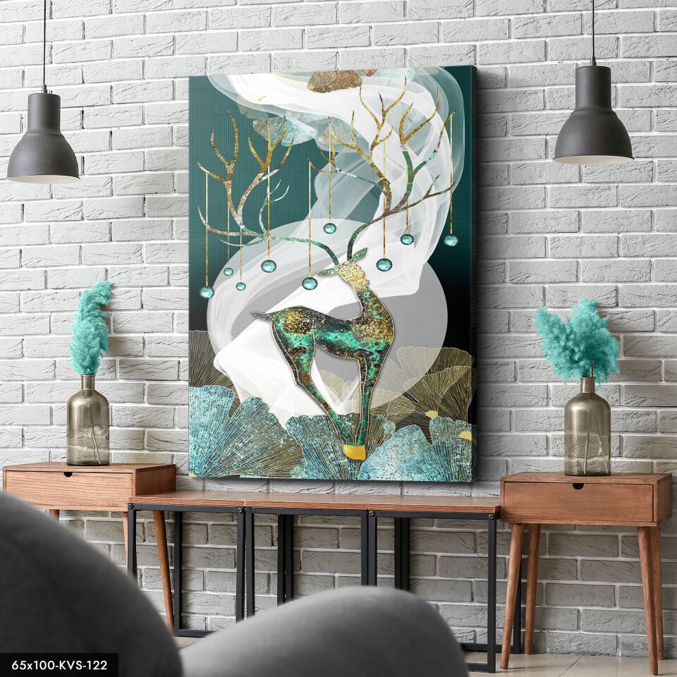 Renkli Geyik Kanvas - Canvas Tablo 40 x 30 CM - Çok Renkli