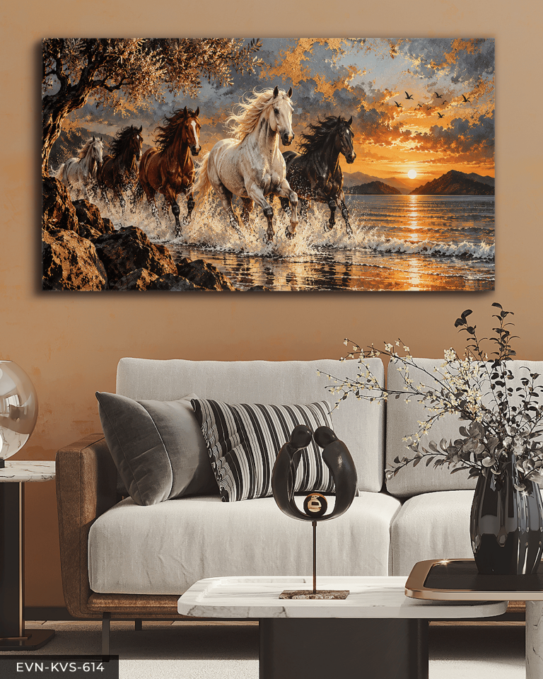 Gündoğumunda Atlar Tek Parça Kanvas - Canvas Tablo