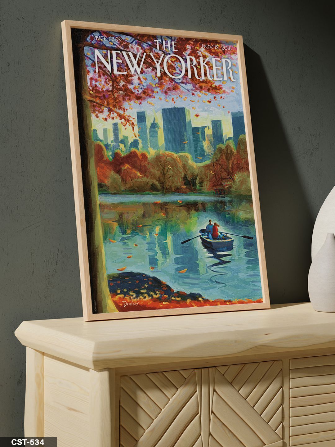 The New Yorker Poster Tek Parça Ahşap Çerçeveli Tablo