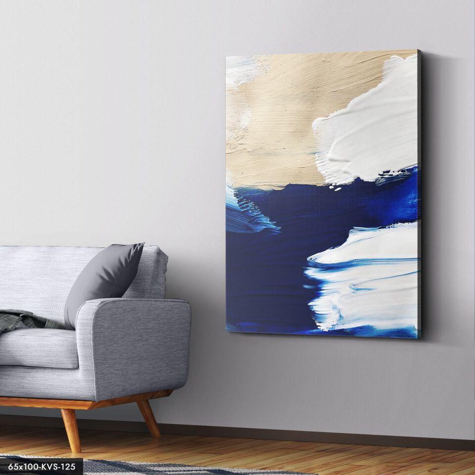 Tuval Mavi Beyaz Kanvas - Canvas Tablo 40 x 30 CM - Çok Renkli