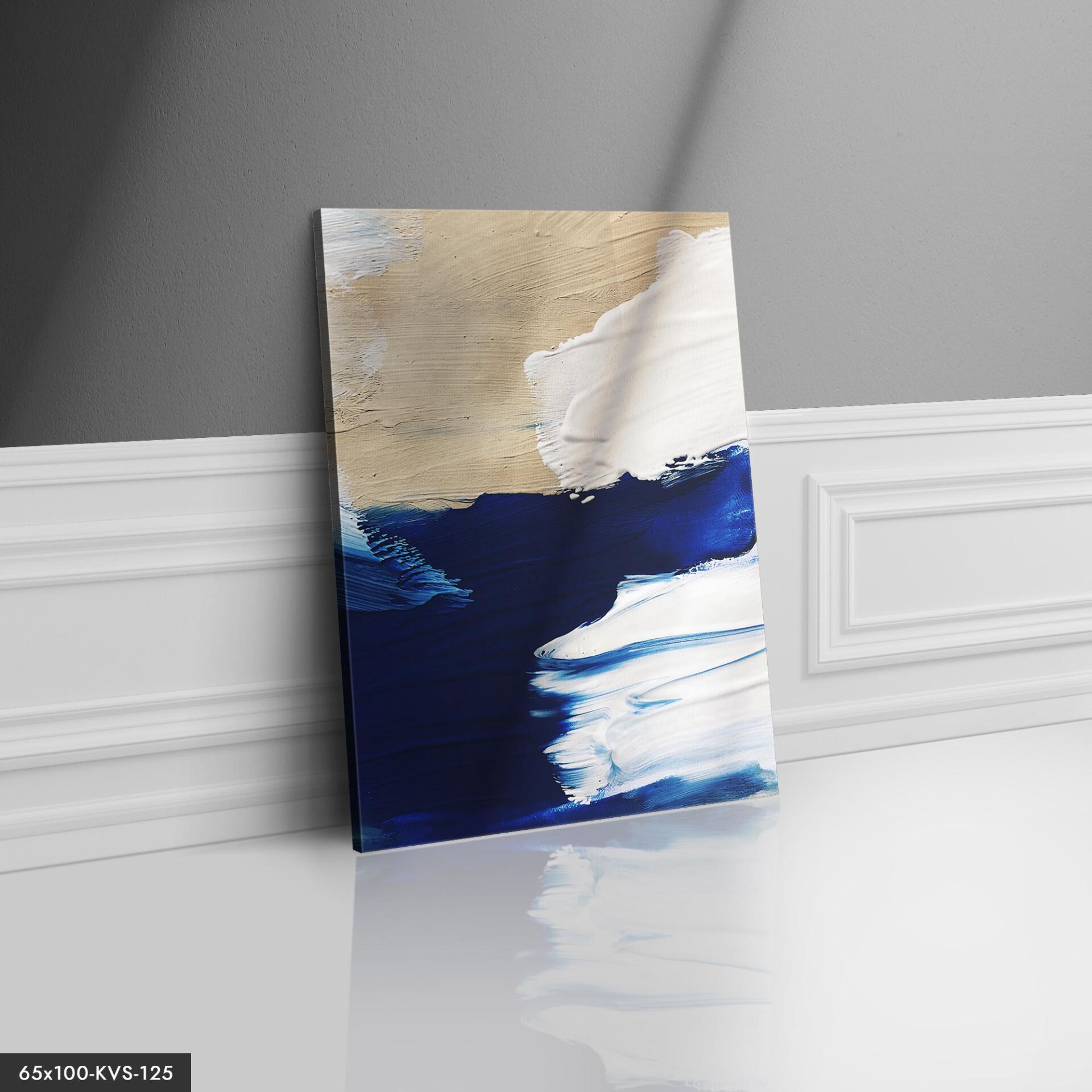 Tuval Mavi Beyaz Kanvas - Canvas Tablo 40 x 30 CM - Çok Renkli