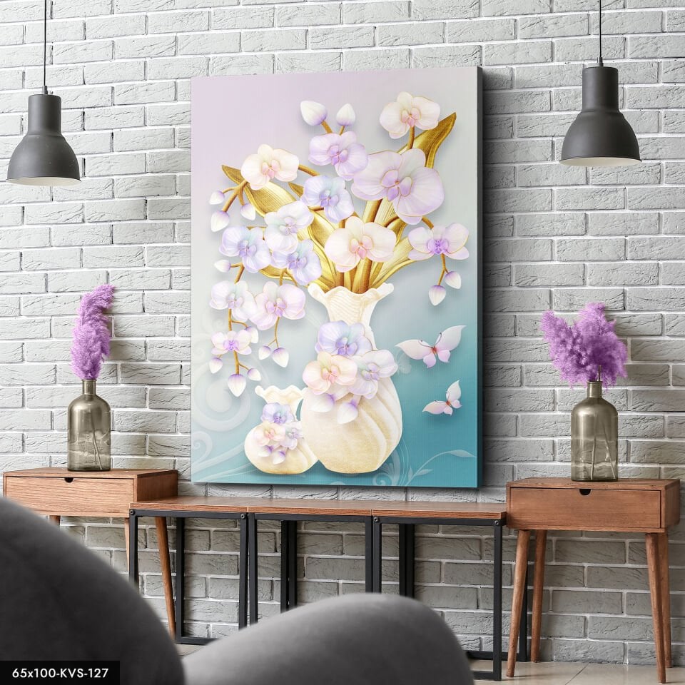 Vazoda Çiçekler Kanvas - Canvas Tablo 40 x 30 CM - Çok Renkli