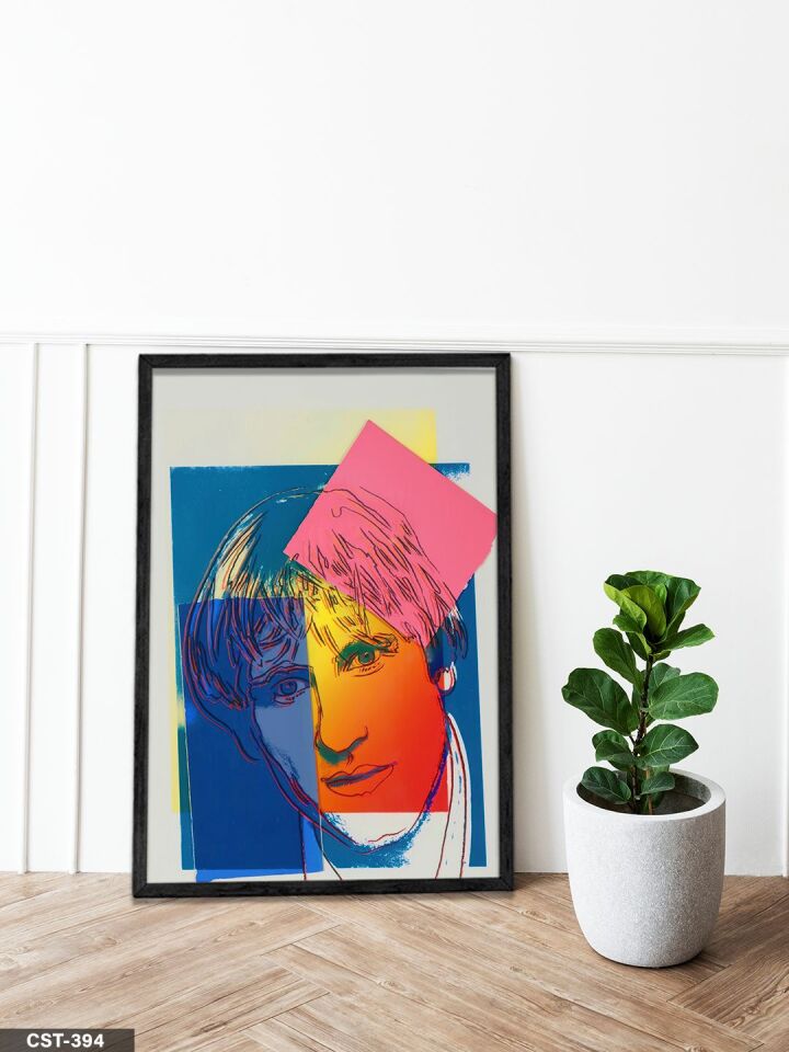 Renkli Portre Tek Parça Ahşap Çerçeveli Tablo Siyah - 40 x 60 CM