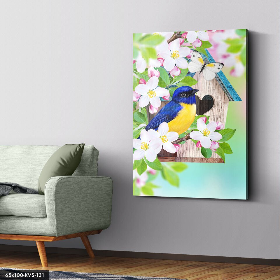 Kuş Kanvas - Canvas Tablo 40 x 30 CM - Çok Renkli