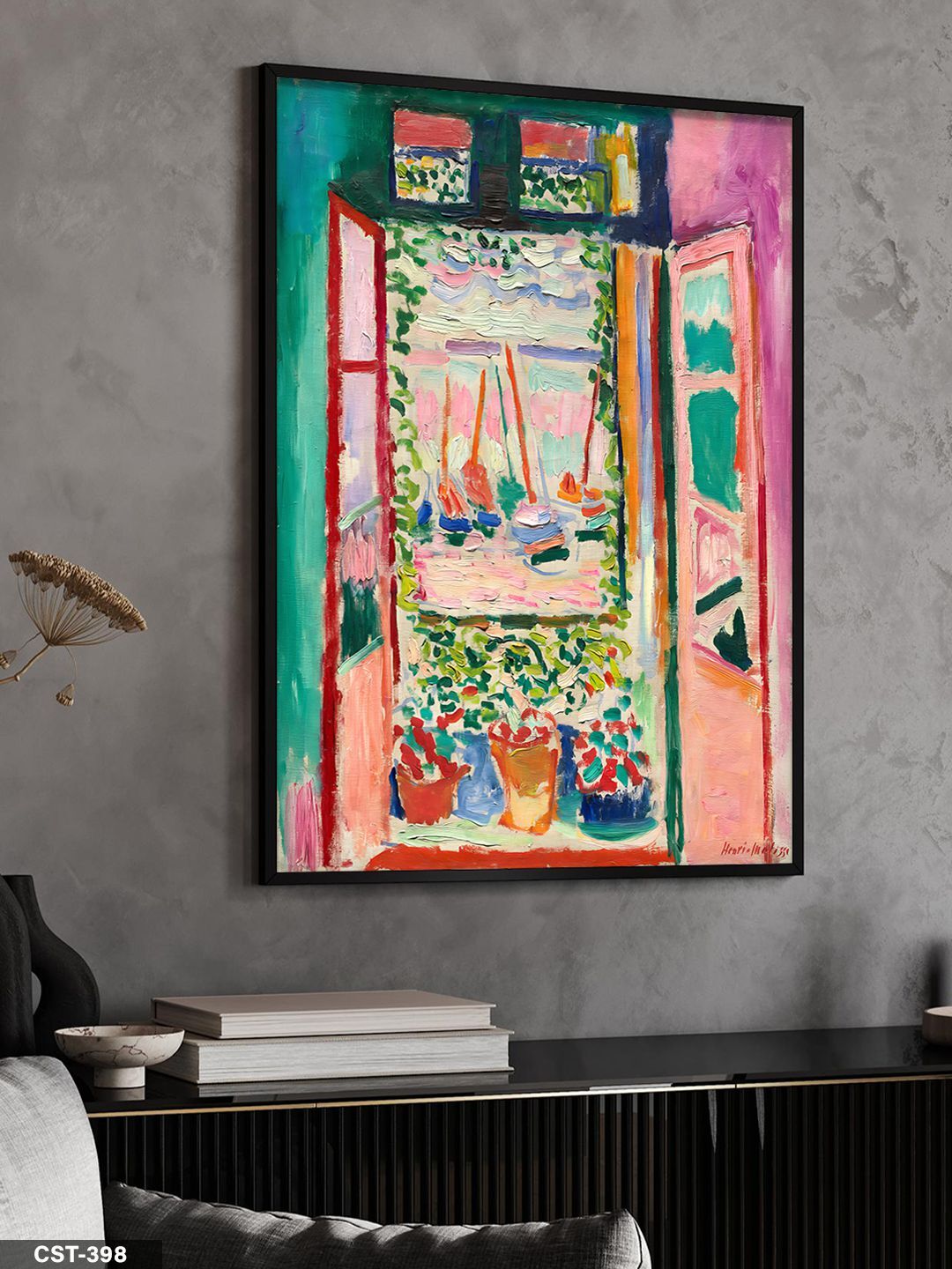 Henri Matisse The Open Window Tek Parça Ahşap Çerçeveli Tablo Siyah - 40 x 60 CM