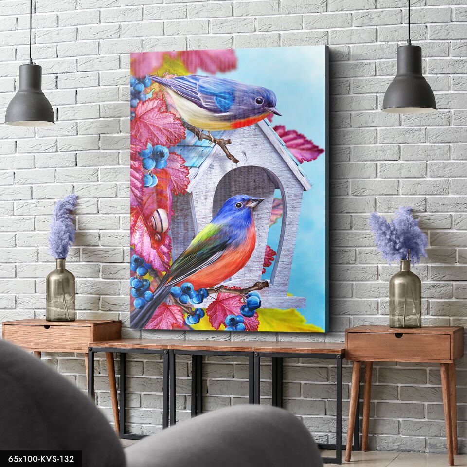 Kuşlar Kanvas - Canvas Tablo 40 x 30 CM - Çok Renkli