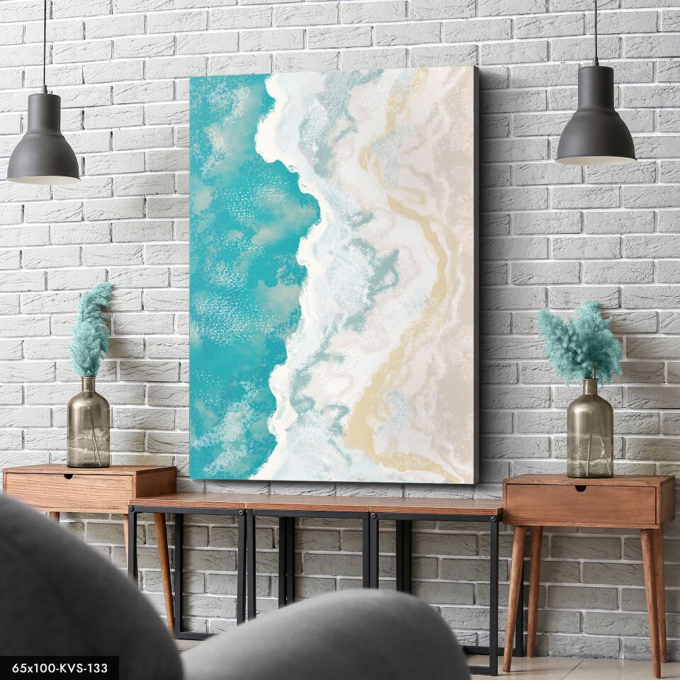 Deniz Kenarı Çizim Kanvas - Canvas Tablo 40 x 30 CM - Çok Renkli