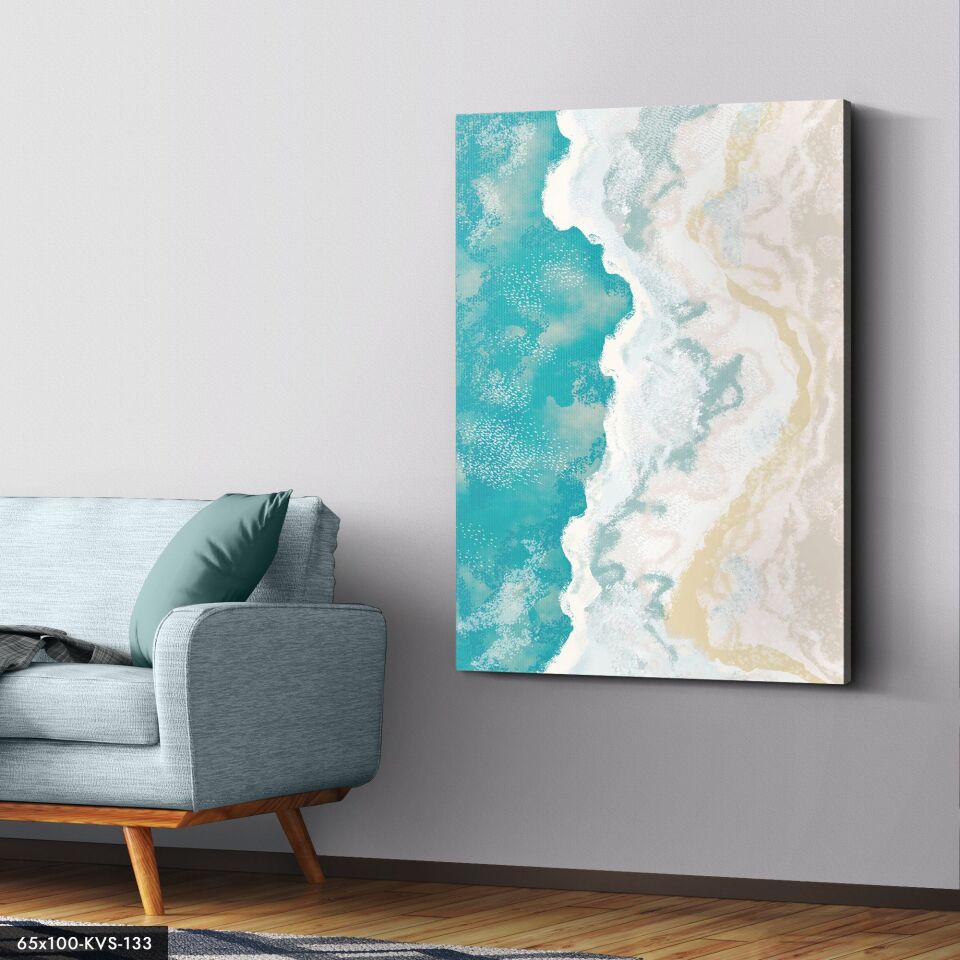 Deniz Kenarı Çizim Kanvas - Canvas Tablo 40 x 30 CM - Çok Renkli