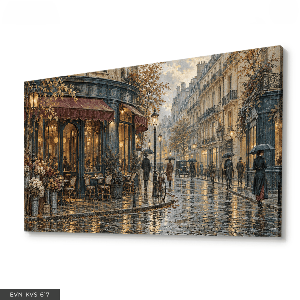 Yağmurlu Sokak Tek Parça Kanvas - Canvas Tablo