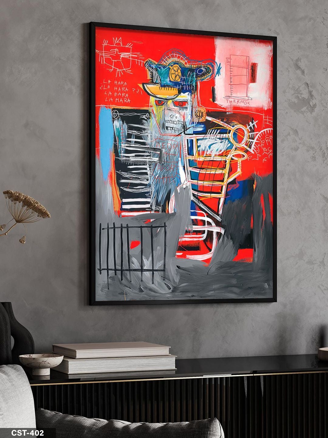 Jean Michel Basquiat Tek Parça Ahşap Çerçeveli Tablo Siyah - 40 x 60 CM