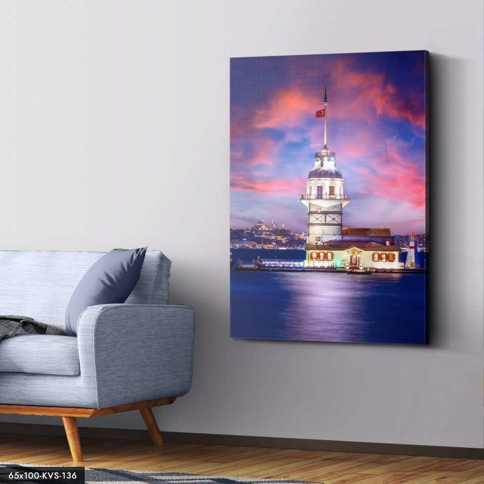 Kız Kulesi Kanvas - Canvas Tablo 40 x 30 CM - Çok Renkli