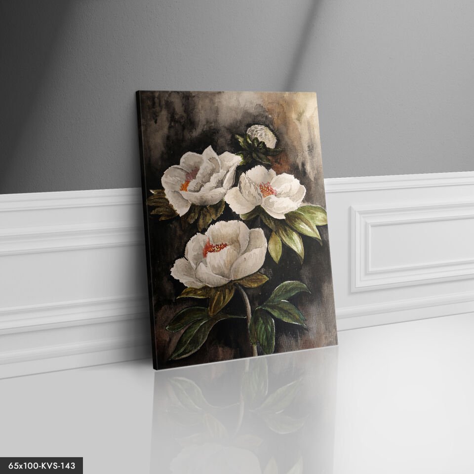 Yağlı Boya Görünümlü Çiçek Kanvas - Canvas Tablo