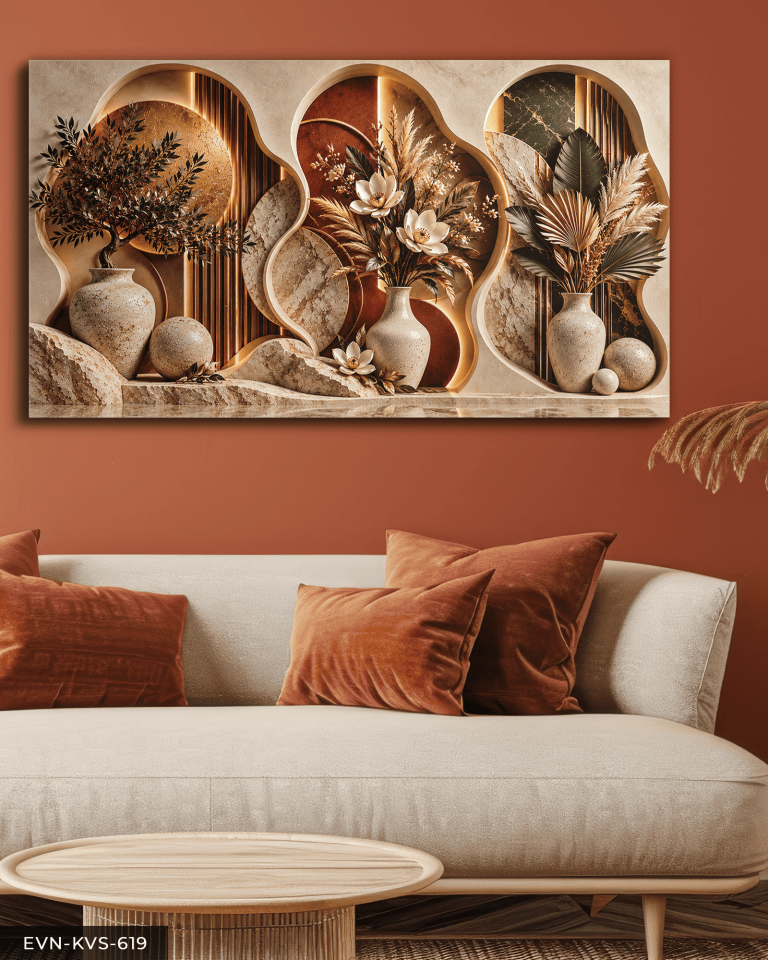 Boho Tarzda Vazoda Çiçekler Tek Parça Kanvas - Canvas Tablo