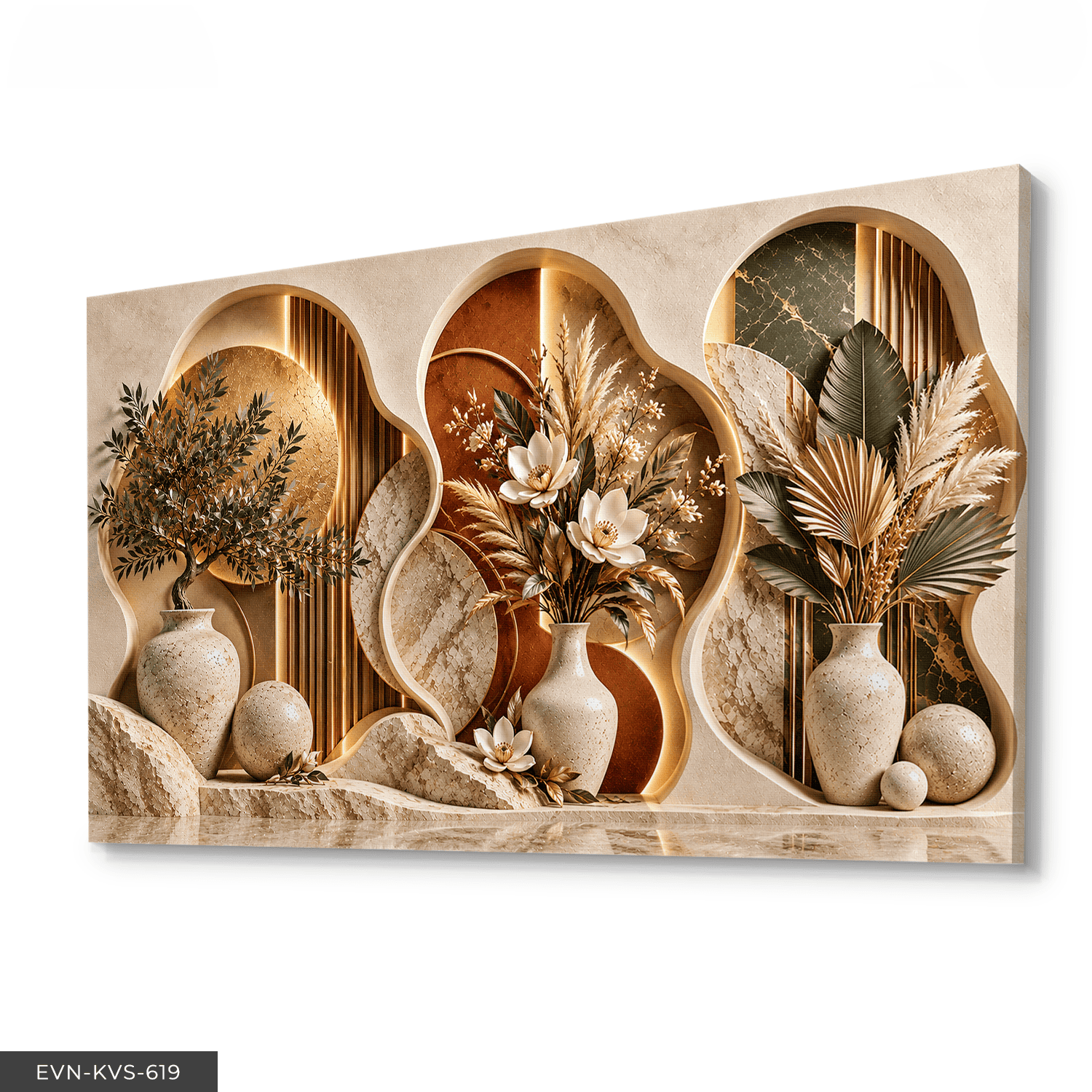 Boho Tarzda Vazoda Çiçekler Tek Parça Kanvas - Canvas Tablo