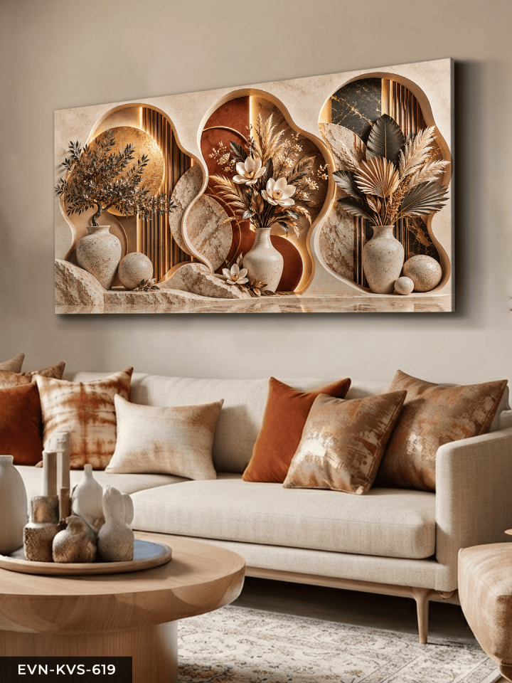 Boho Tarzda Vazoda Çiçekler Tek Parça Kanvas - Canvas Tablo