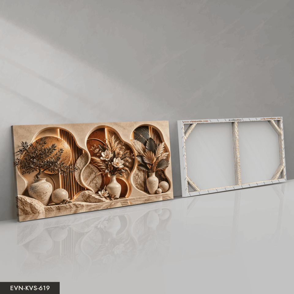 Boho Tarzda Vazoda Çiçekler Tek Parça Kanvas - Canvas Tablo