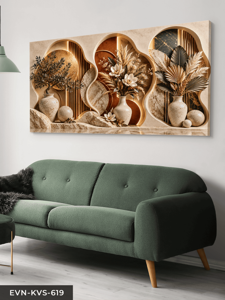 Boho Tarzda Vazoda Çiçekler Tek Parça Kanvas - Canvas Tablo