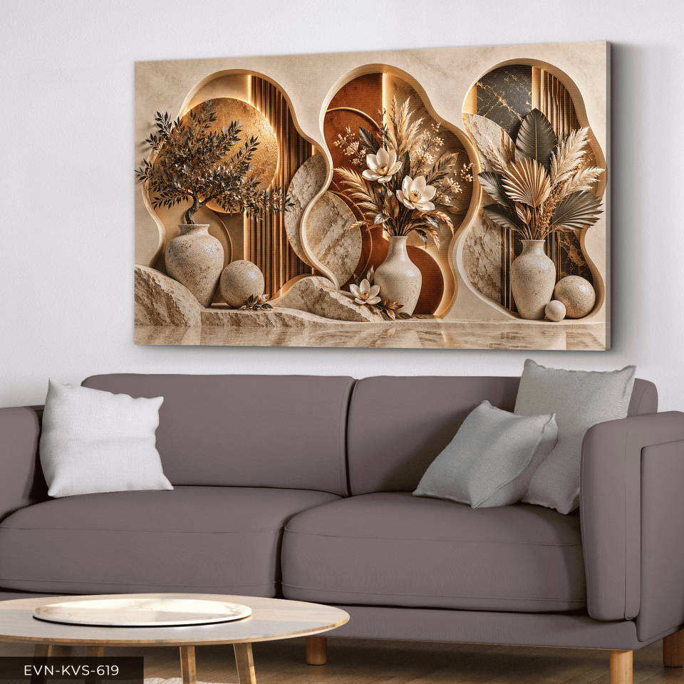 Boho Tarzda Vazoda Çiçekler Tek Parça Kanvas - Canvas Tablo