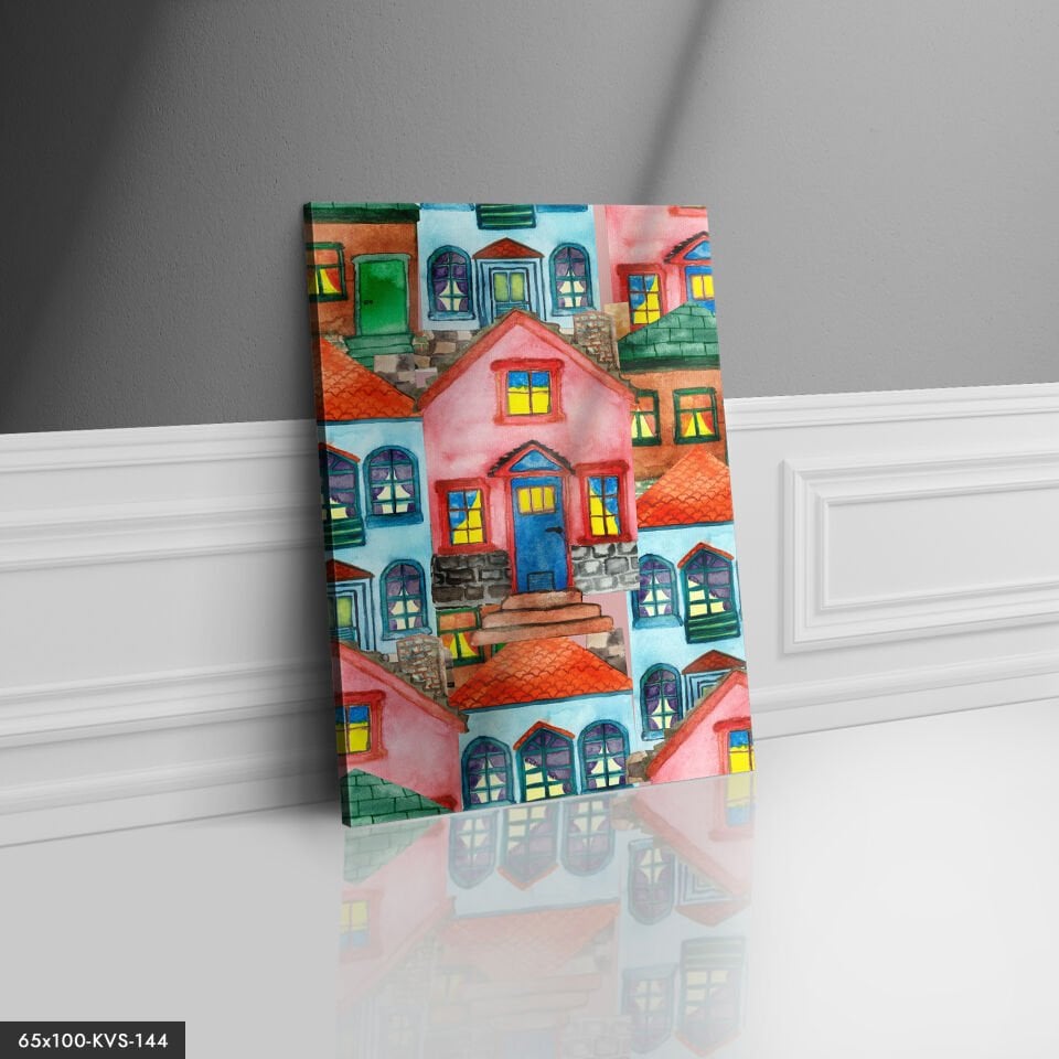 Renkli Evler Kanvas - Canvas Tablo