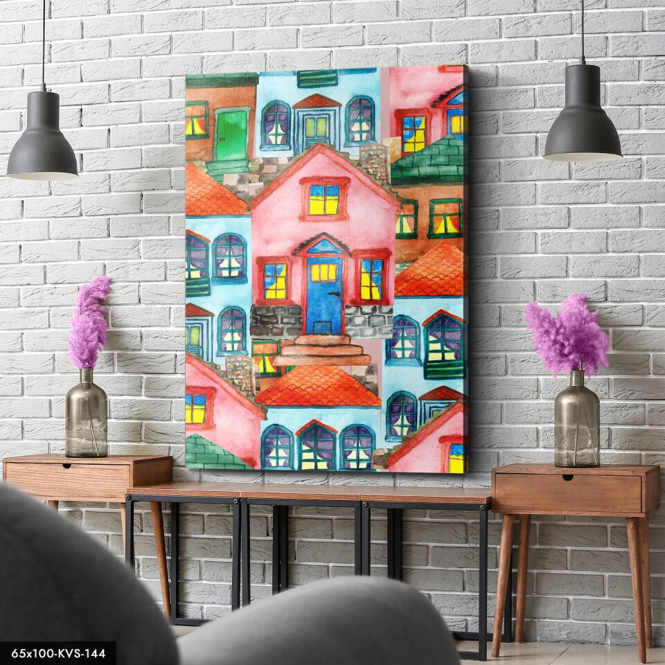 Renkli Evler Kanvas - Canvas Tablo