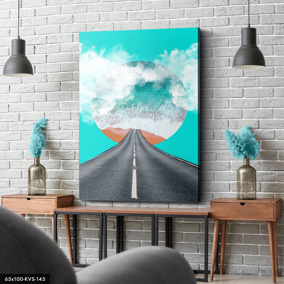 Denize Giden Yol Kanvas - Canvas Tablo 40 x 30 CM - Çok Renkli