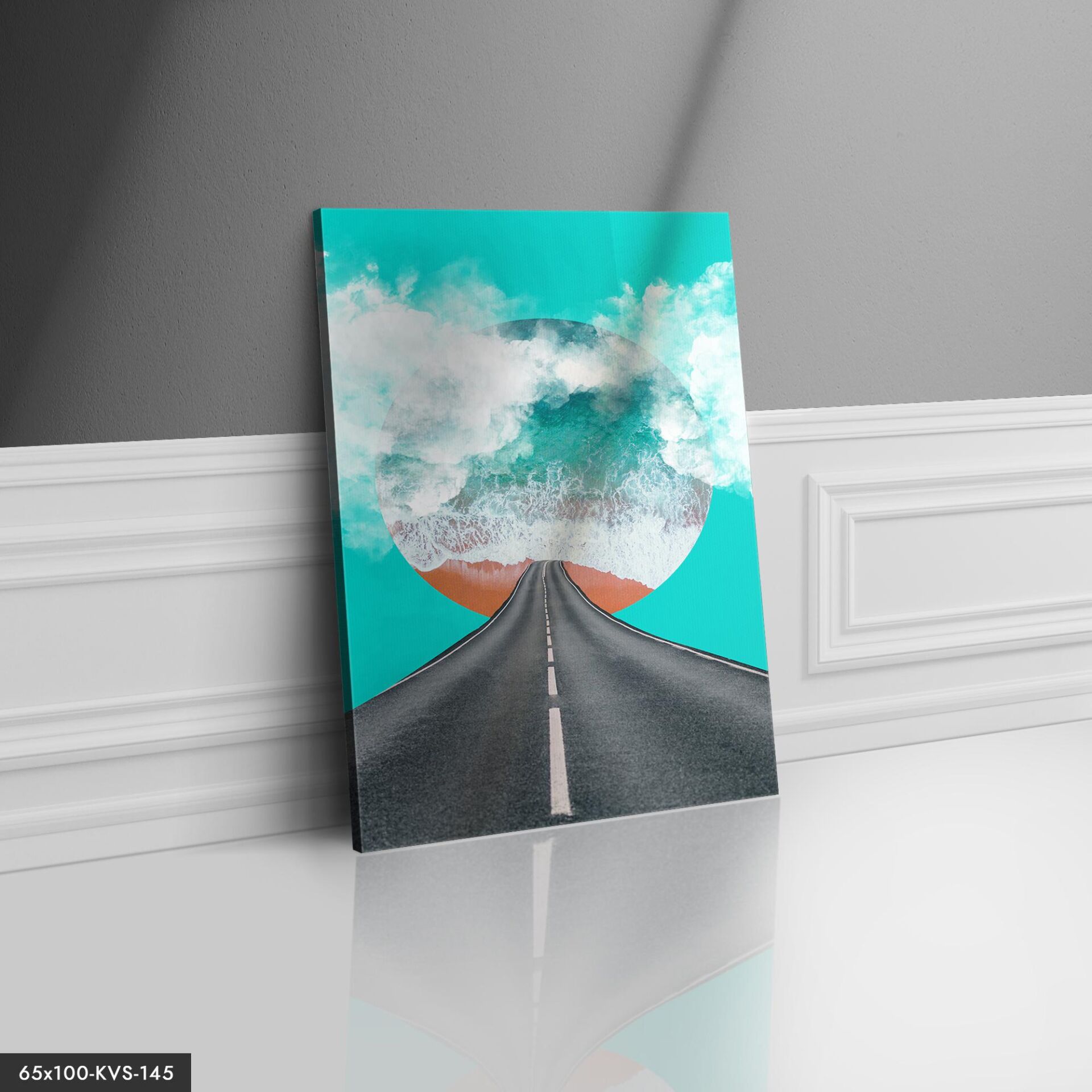 Denize Giden Yol Kanvas - Canvas Tablo 40 x 30 CM - Çok Renkli