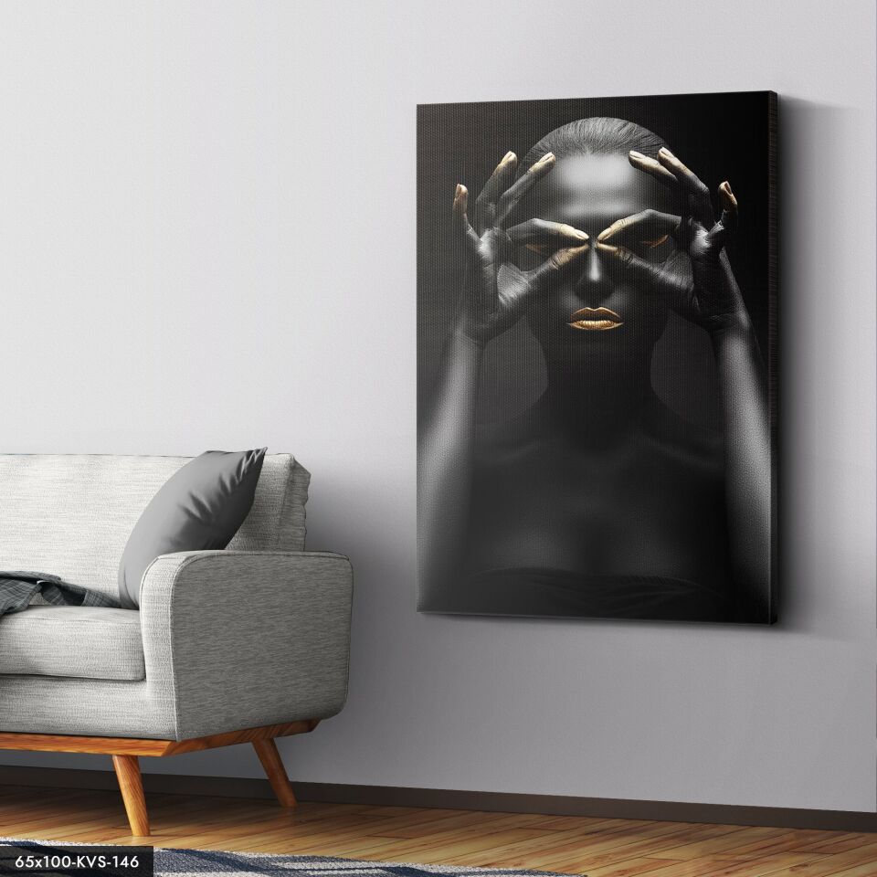 Siyahi Kadın Kanvas - Canvas Tablo 40 x 30 CM - Çok Renkli