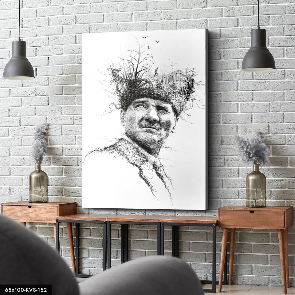 Mustafa Kemal Atatürk Kanvas Tablo 40 x 30 CM - Çok Renkli