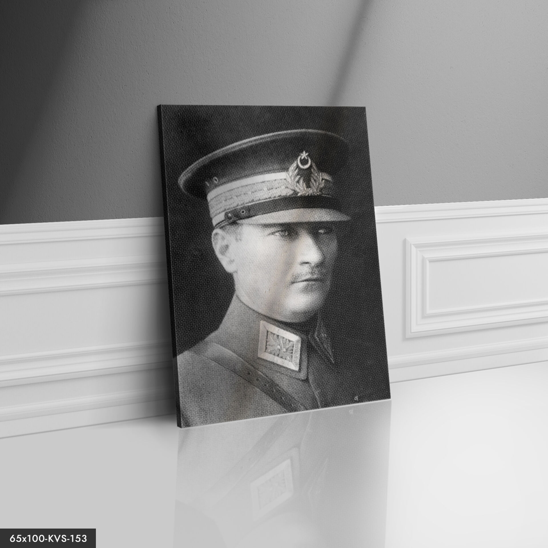 Siyah Mustafa Kemal Atatürk Kanvas Tablo