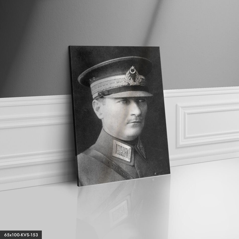 Siyah Mustafa Kemal Atatürk Kanvas Tablo