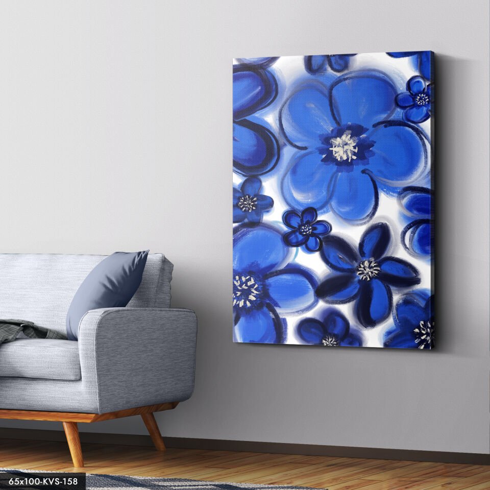 Mavi Çiçekler Kanvas - Canvas Tablo