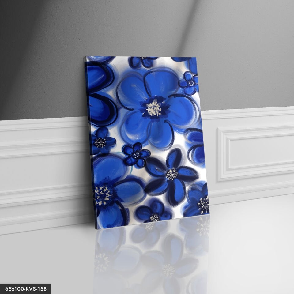 Mavi Çiçekler Kanvas - Canvas Tablo