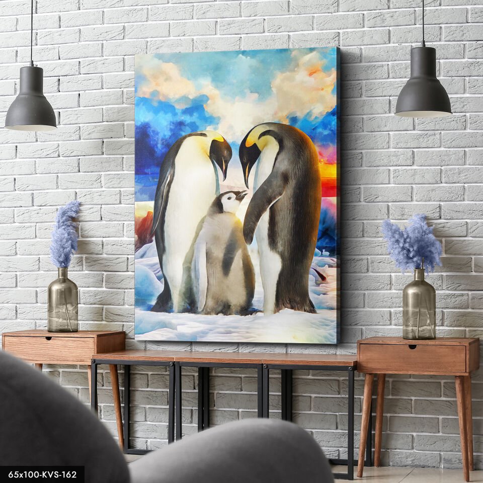 Penguen Kanvas - Canvas Tablo 40 x 30 CM - Çok Renkli