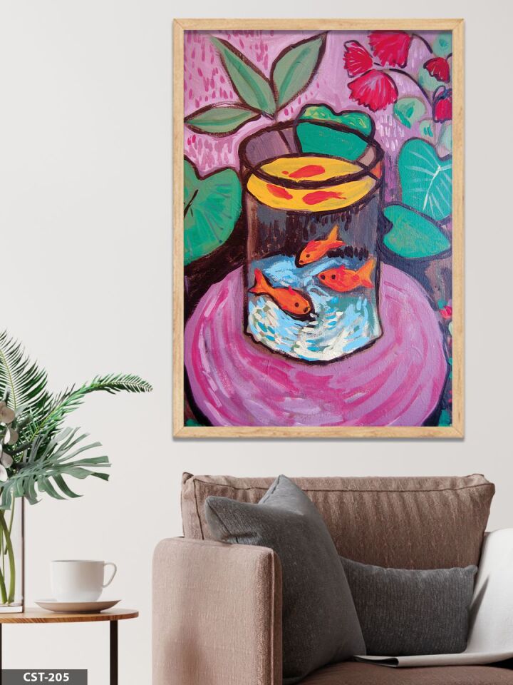 Matisse Altın Balık Tek Parça Ahşap Çerçeveli Tablo Naturel - 50 x 70 CM