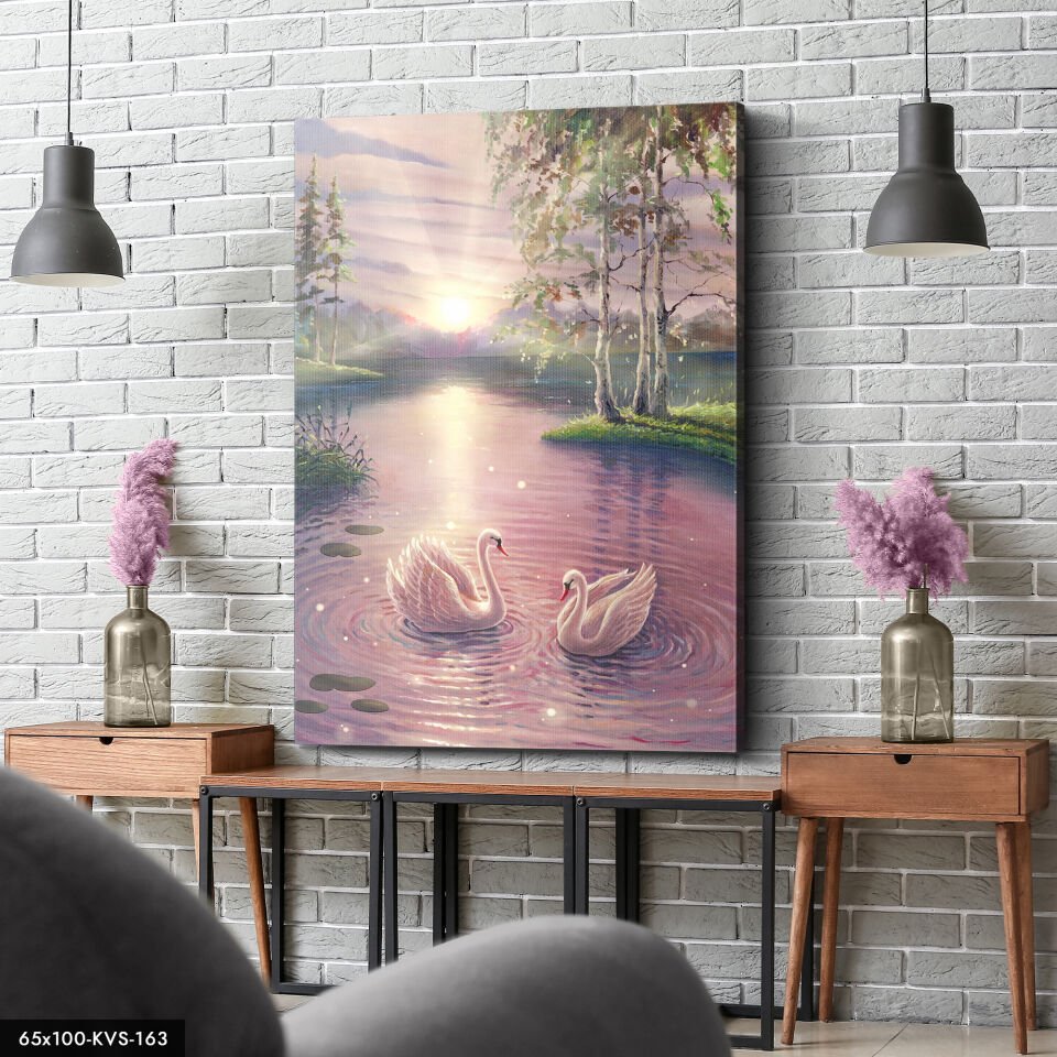 Kuğu Gölü Kanvas - Canvas Tablo 40 x 30 CM - Çok Renkli