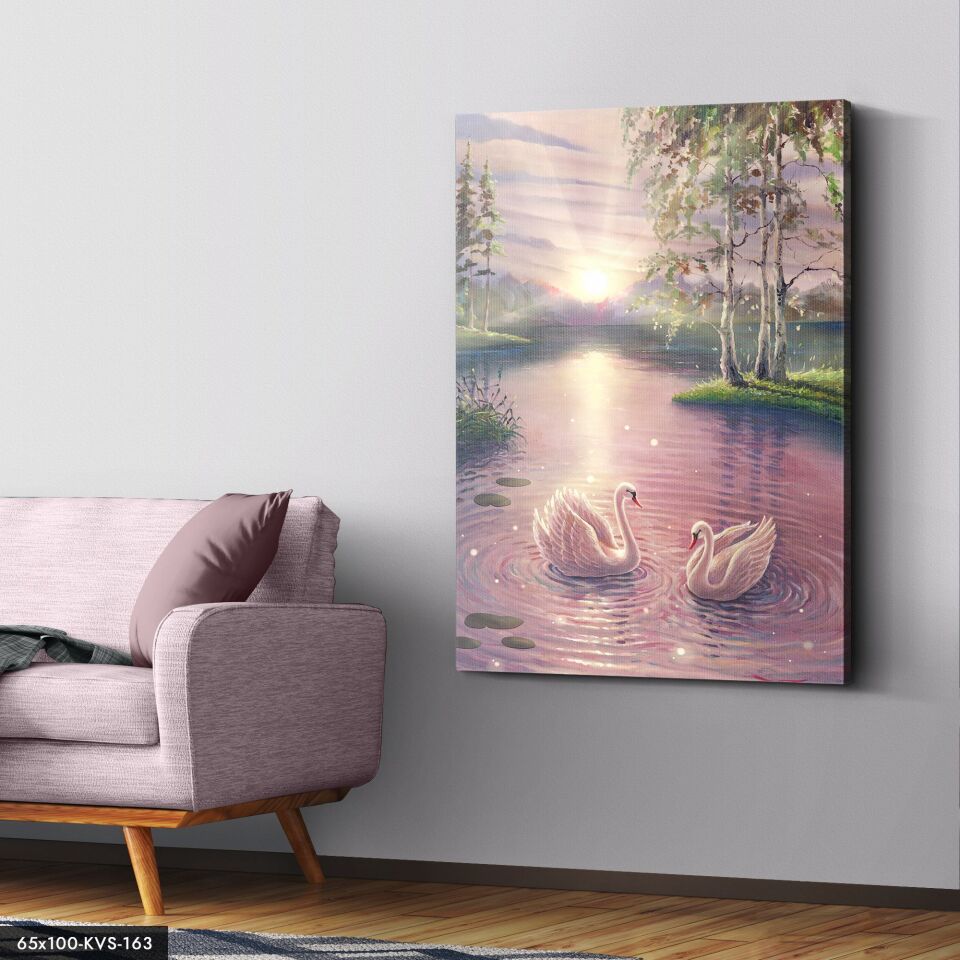 Kuğu Gölü Kanvas - Canvas Tablo 40 x 30 CM - Çok Renkli