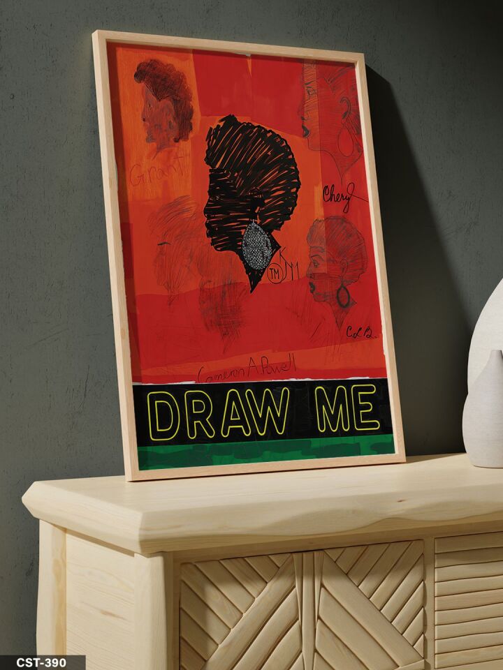 Draw Me Tek Parça Ahşap Çerçeveli Tablo Naturel - 30 x 40 CM