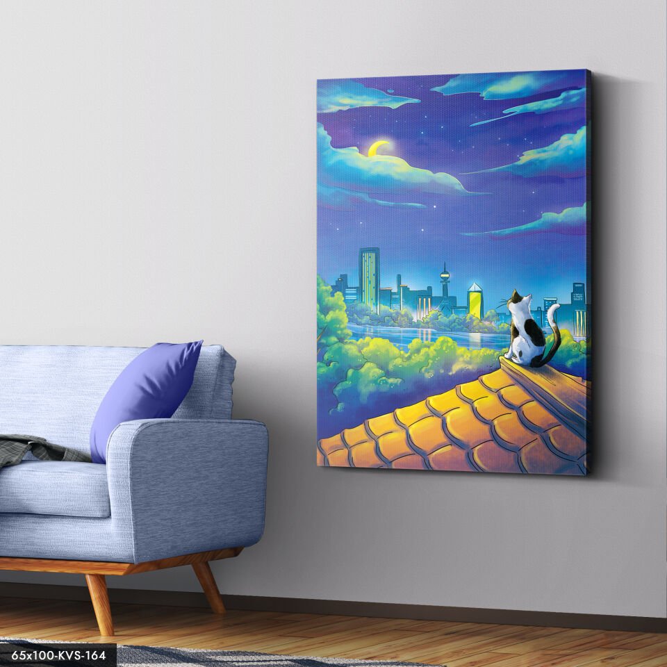 Çatıda Kedi Kanvas - Canvas Tablo