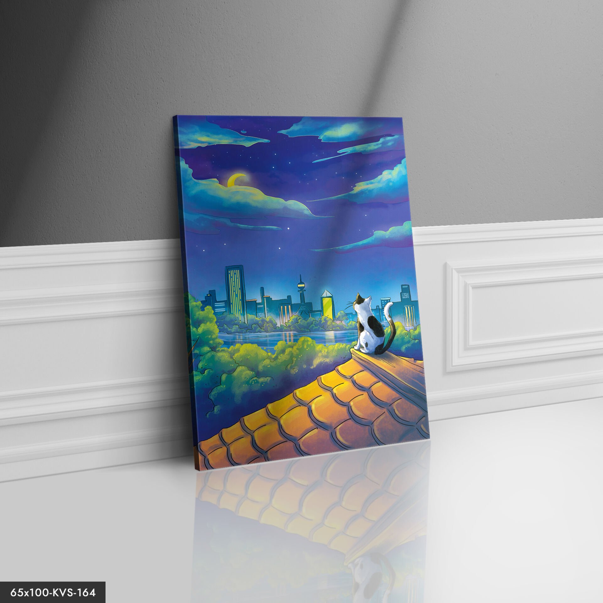 Çatıda Kedi Kanvas - Canvas Tablo