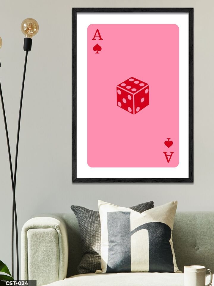 Blackjack Kart Zar Tek Parça Ahşap Çerçeveli Tablo Siyah - 30 x 40 CM