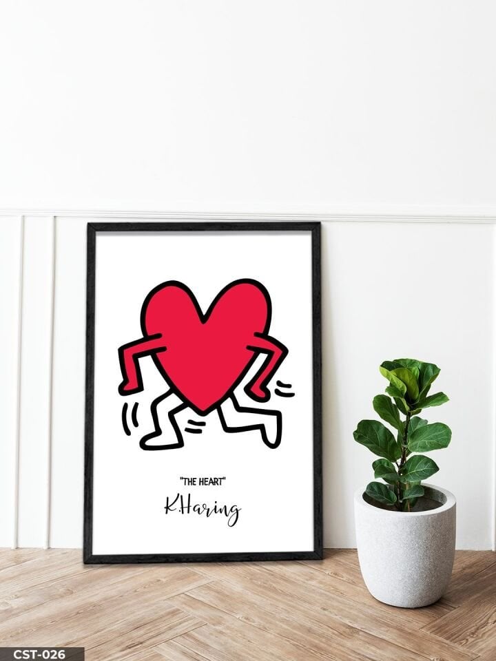 The Heart Tek Parça Ahşap Çerçeveli Tablo Siyah - 30 x 40 CM