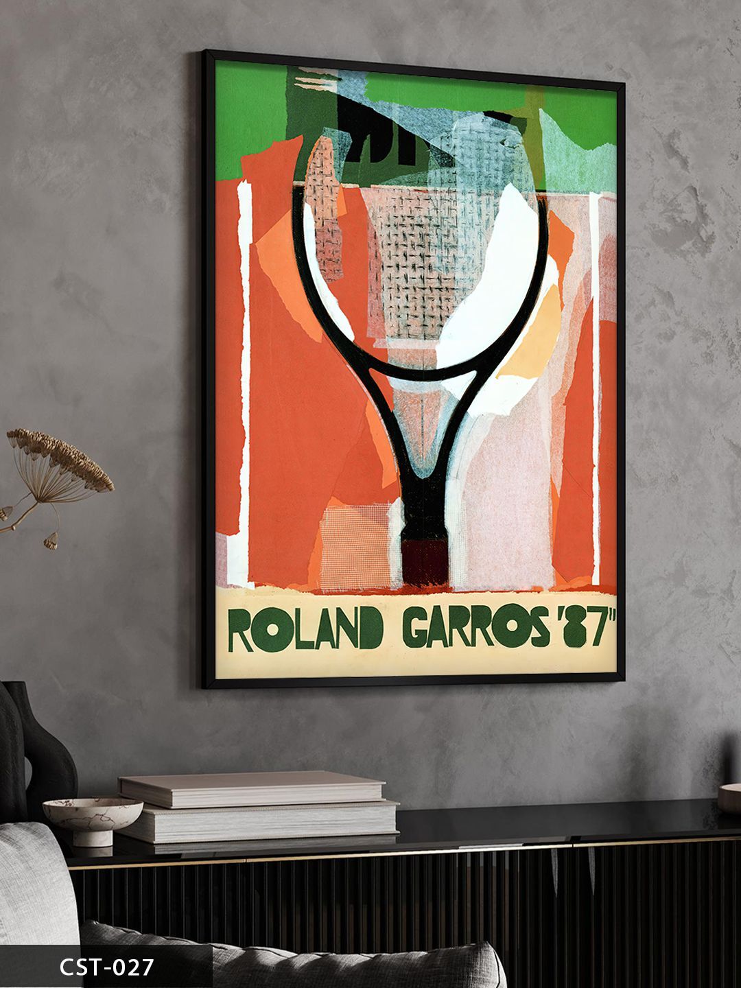 Roland Garros 87 Tek Parça Ahşap Çerçeveli Tablo Siyah - 30 x 40 CM