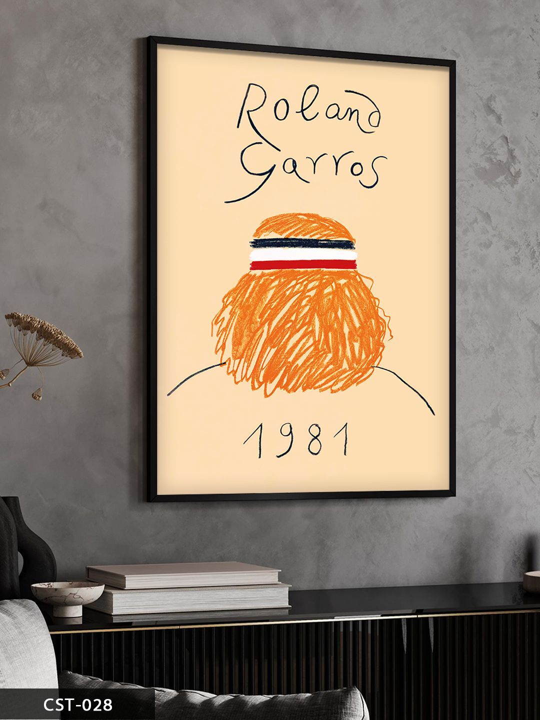 Roland Garros 1981 Tek Parça Ahşap Çerçeveli Tablo Siyah - 30 x 40 CM