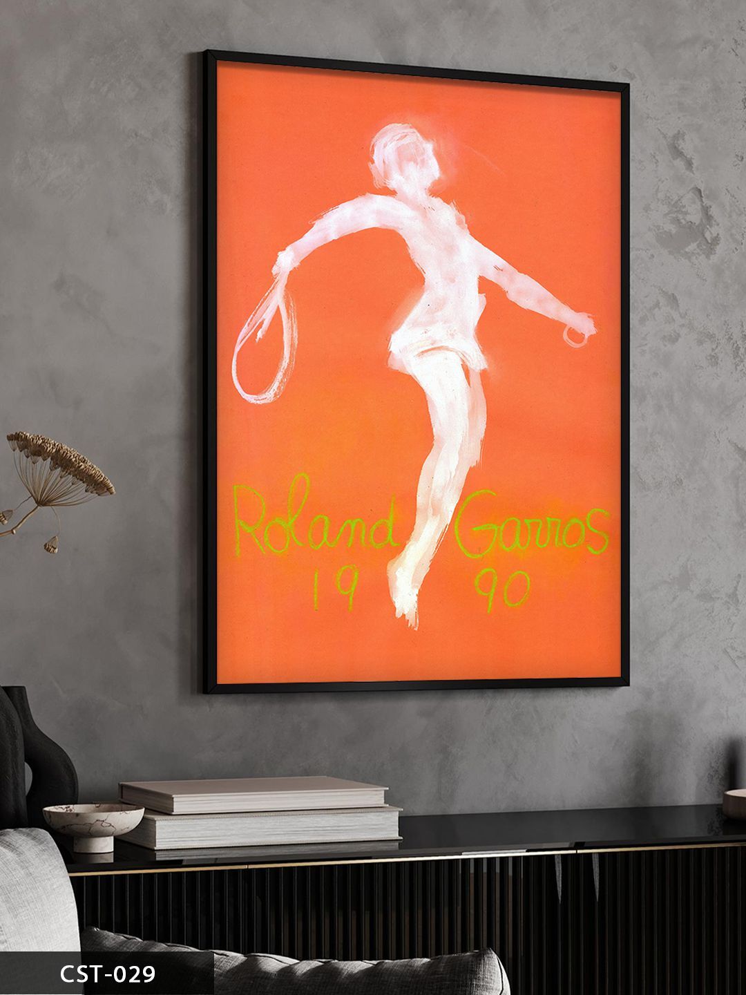 Roland Garros 1990 Tek Parça Ahşap Çerçeveli Tablo Siyah - 30 x 40 CM